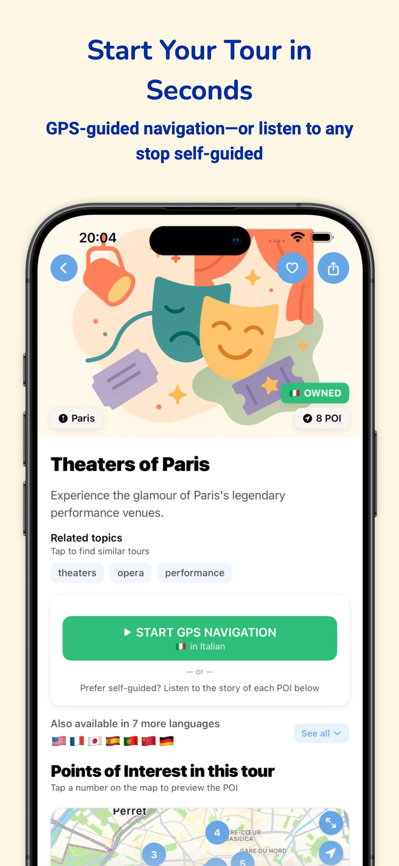 Start GPS navigation screen